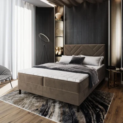 MASSENO Boxspringbett ROKIS in Beige, Liegefläche 140x200 cm – mit Bettkasten